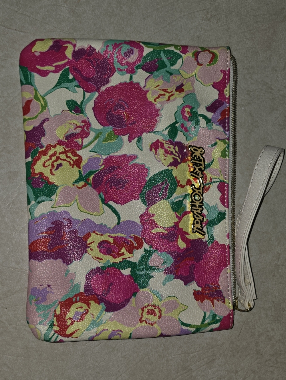 Betsey Johnson Floral Zip Wristlet - Pink, Green, Yellow
